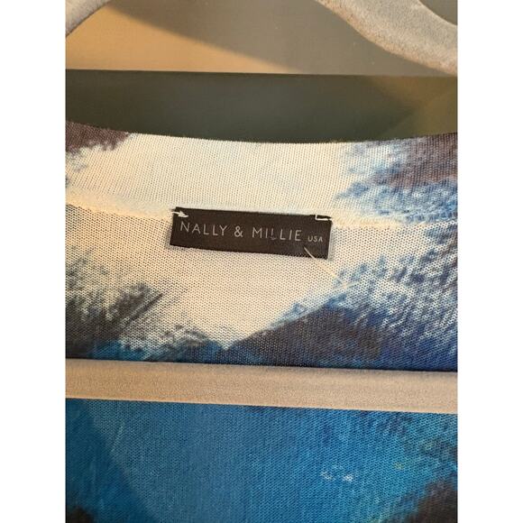 Nally & Millie Multi-color Tunic Top Abstract Artsy Size M Flowy Brushstrokes - Picture 6 of 7